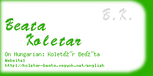 beata koletar business card